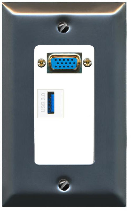 1 USB-3 Wall Plate [White]