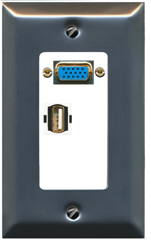1 USB2 Wall Plate [White]