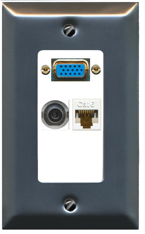1 3.5mm 1 CAT6 Wall Plate [White]