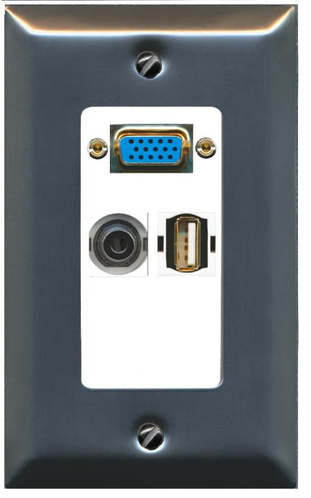 1 3.5mm 1 USB2 Wall Plate [White]