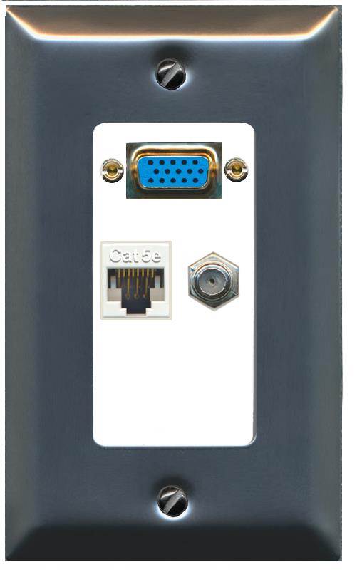 1 CAT5E 1 COAX Wall Plate [White]