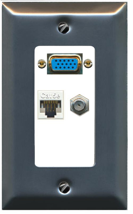 1 CAT5E 1 COAX Wall Plate [White]