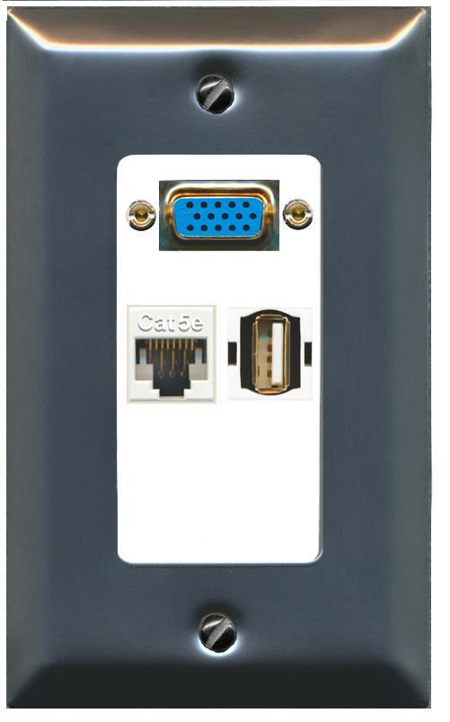 1 CAT5E 1 USB2 Wall Plate [White]