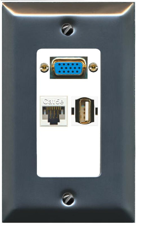 1 CAT5E 1 USB2 Wall Plate [White]