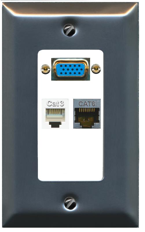 1 CAT6-SHIELDED 1 PHONE Wall Plate [White]