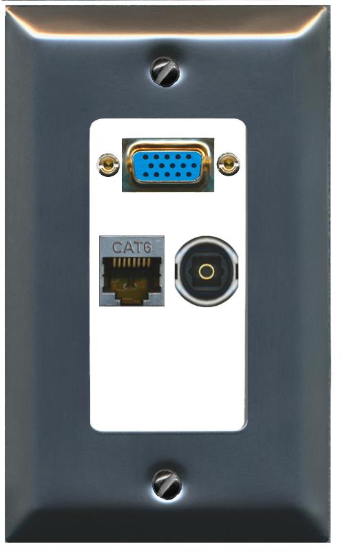 1 CAT6-SHIELDED 1 TOSLINK Wall Plate [White]