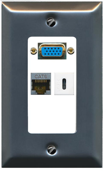 1 CAT6-SHIELDED 1 USBC Wall Plate [White]