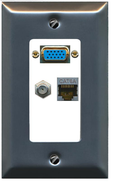 1 CAT6A 1 COAX Wall Plate [White]