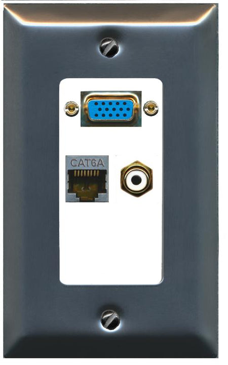 1 CAT6A 1 RCA-WHITE Wall Plate [White]