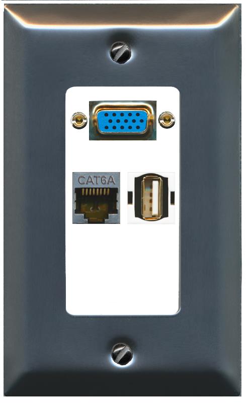 1 CAT6A 1 USB2 Wall Plate [White]