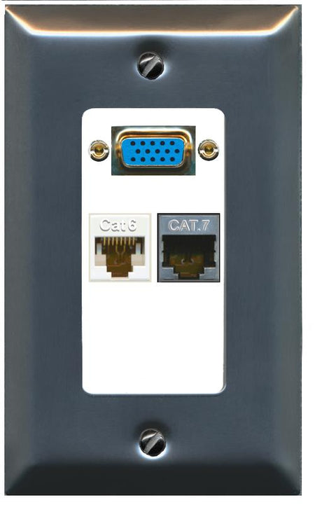 1 CAT6 1 CAT7 Wall Plate [White]