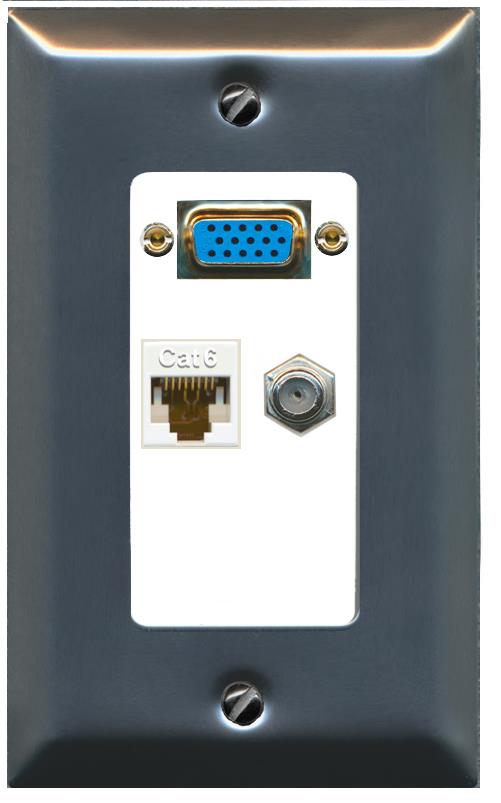 1 CAT6 1 COAX Wall Plate [White]