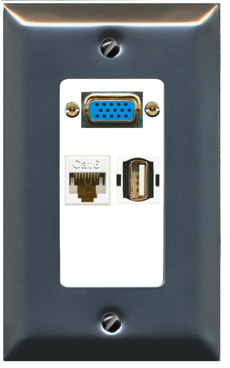 1 CAT6 1 USB2 Wall Plate [White]