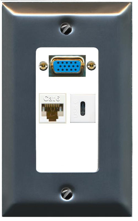 1 CAT6 1 USBC Wall Plate [White]