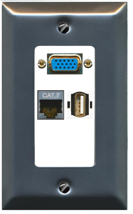 1 CAT7 1 USB2 Wall Plate [White]