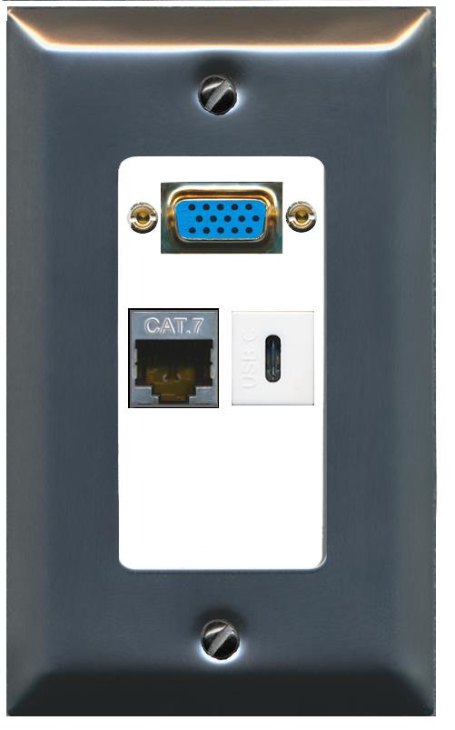 1 CAT7 1 USBC Wall Plate [White]
