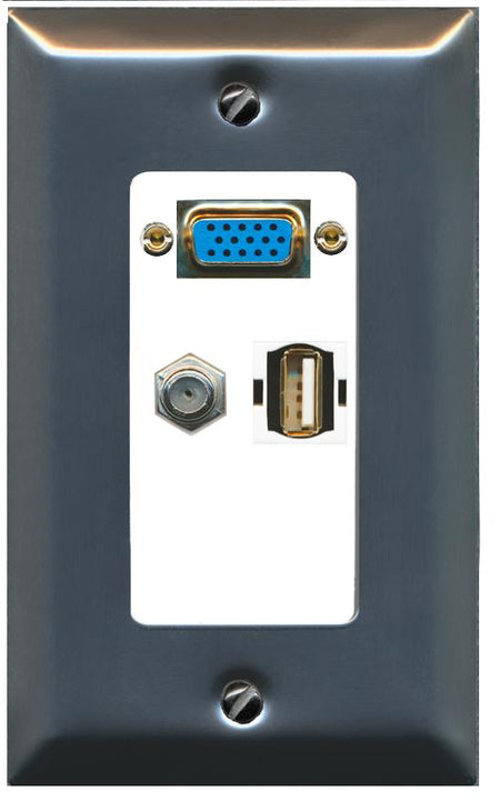 1 COAX 1 USB2 Wall Plate [White]