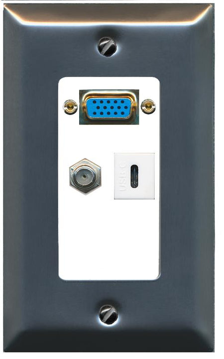 1 COAX 1 USBC Wall Plate [White]