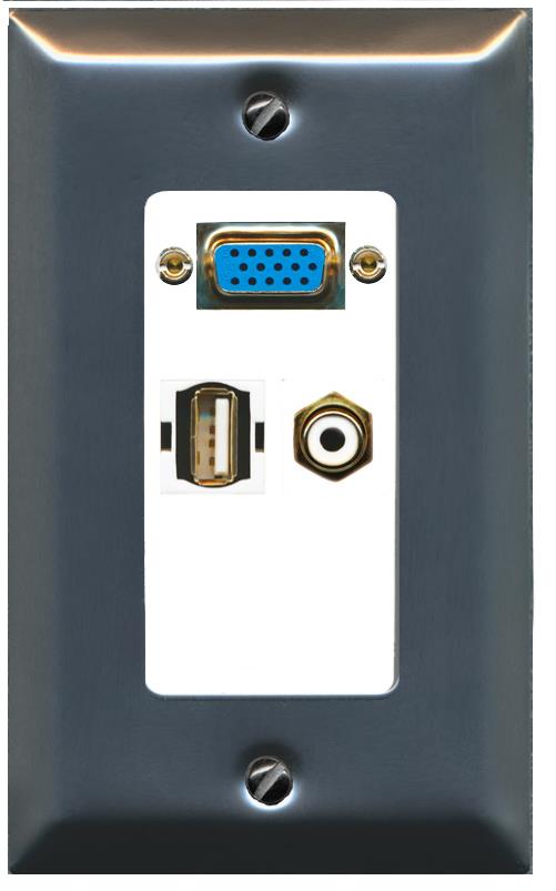 1 RCA-WHITE 1 USB2 Wall Plate [White]