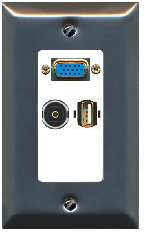 1 TOSLINK 1 USB2 Wall Plate [White]