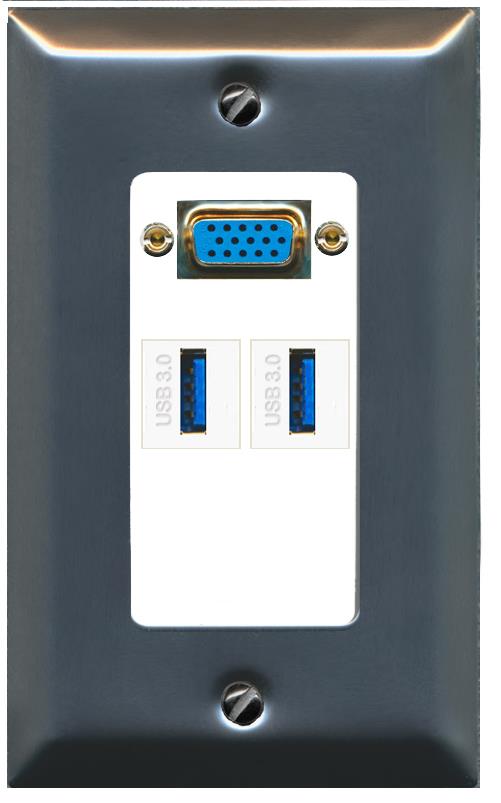 2 USB-3 Wall Plate [White]