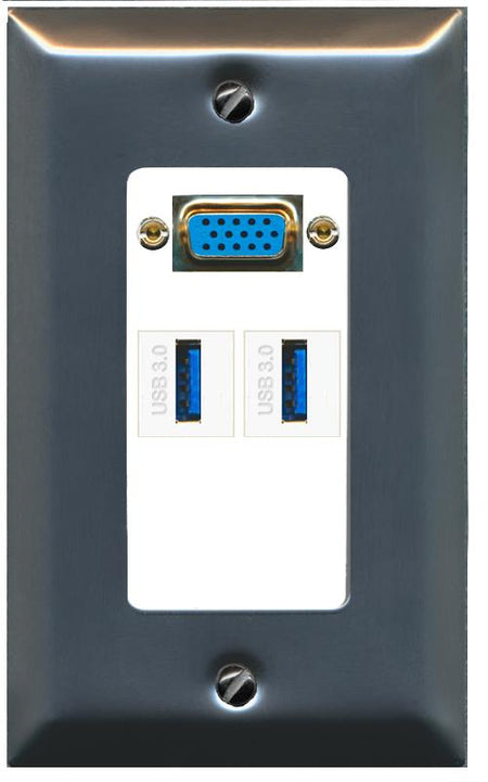 2 USB-3 Wall Plate [White]