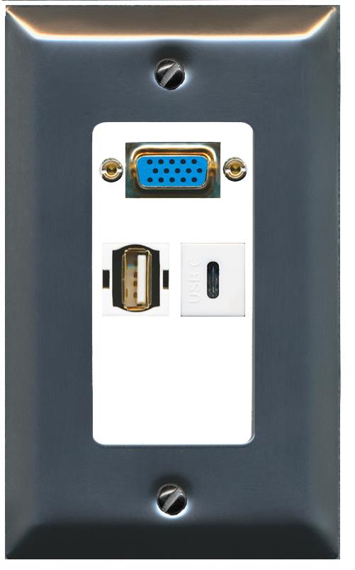 1 USB2 1 USBC Wall Plate [White]