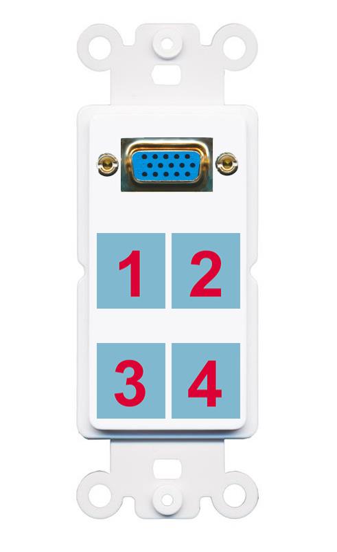 Custom Wall Plate Rocker SVGA White with up to 4 keystone Ports