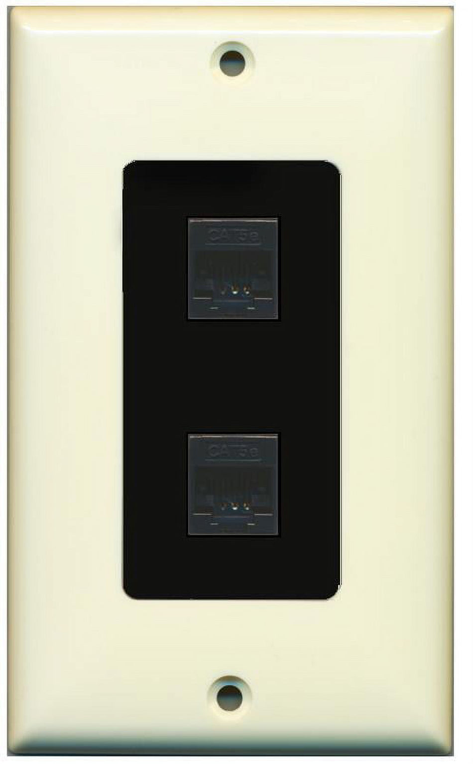 RiteAV Decorative 1 Gang 2 Port Cat5e Wall Plate - Light Almond/Black