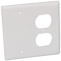 2 Gang Duplex Receptacle + blank Thermoplastic Wall Plate (GFCI), White