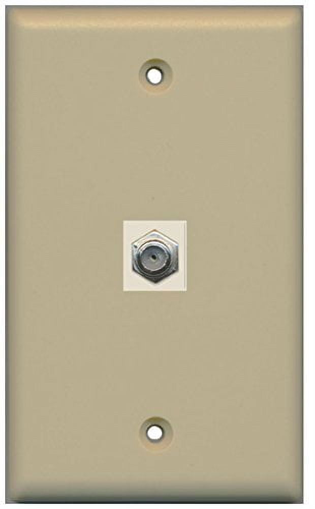 RiteAV Coax Cable TV Wall Plate 1 Gang Flat - Ivory