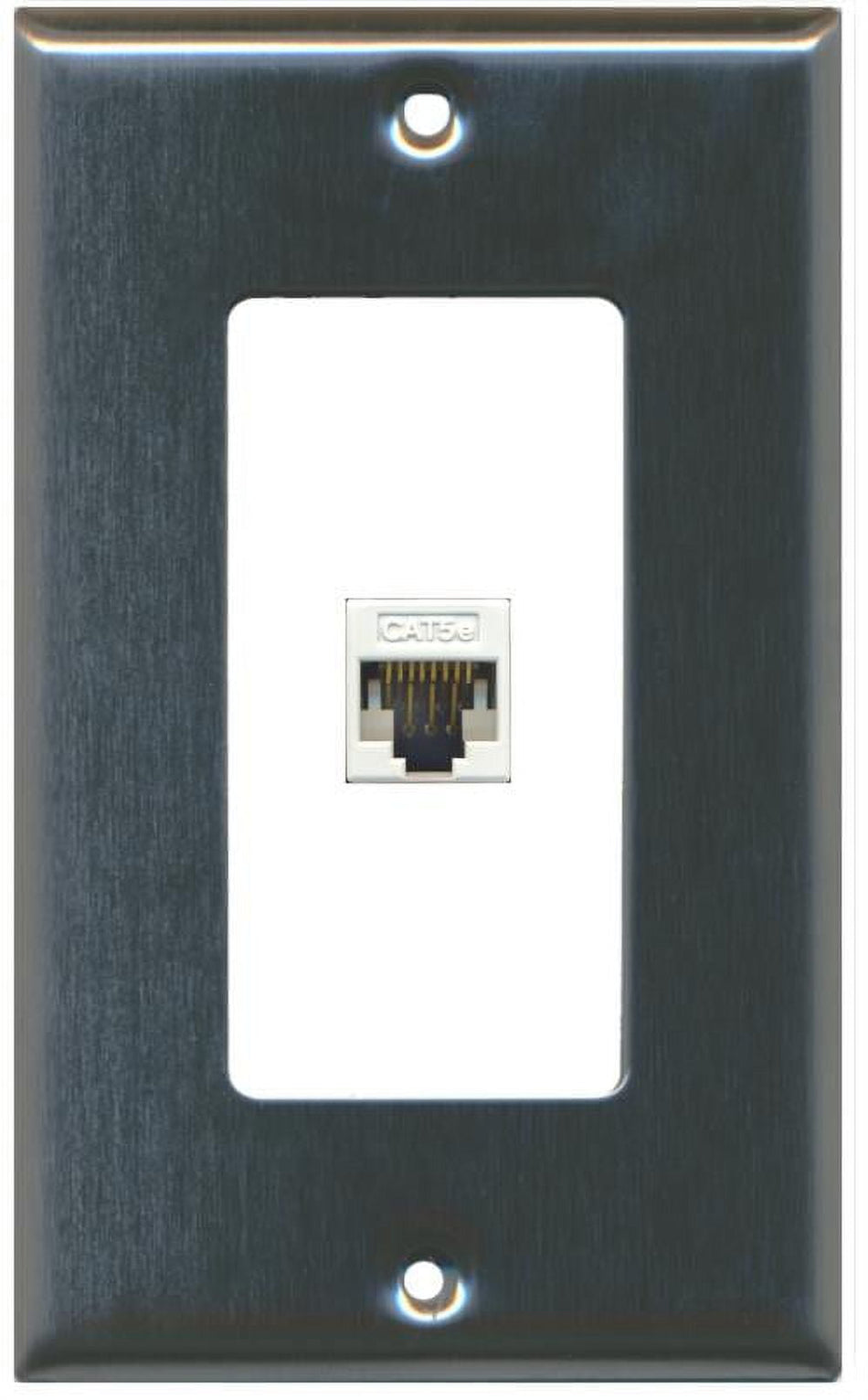 RiteAV Decorative 1 Gang 1 Port Cat5e Wall Plate - Stainless/White