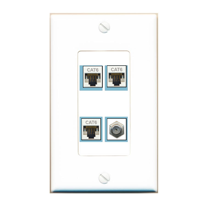 DecorZ Custom Wall Plate White with up to 4 Keystone Ports