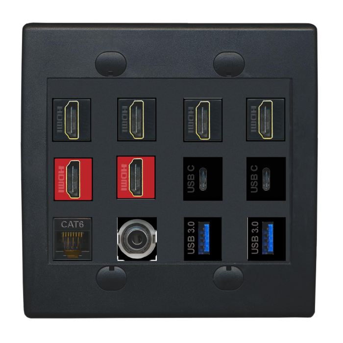 Black Custom Wall Plate with up to 12 Keystone Ports