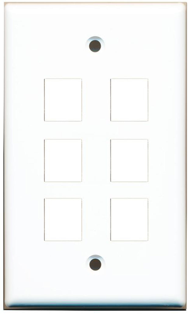 6 Port Keystone Wall Plate White - Pack of 5