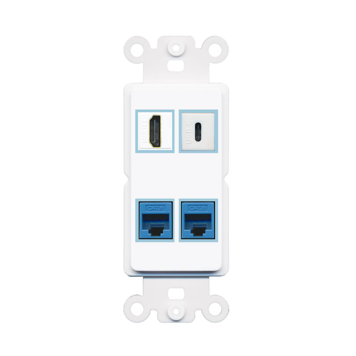4 Port Custom Keystone Wall Plate DecorZ Rocker White