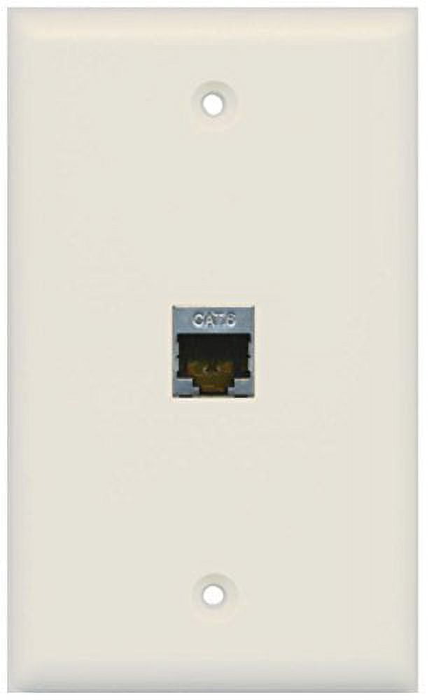 RiteAV - 1 Port Cat6 Shielded Female-Female Wall Plate - Light Almond