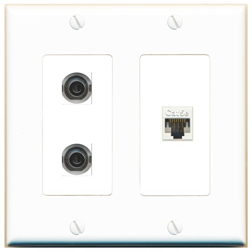 2 3.5mm CAT5E Wall Plate [White]
