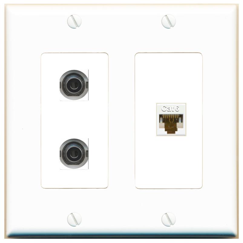 2 3.5mm CAT6 Wall Plate [White]