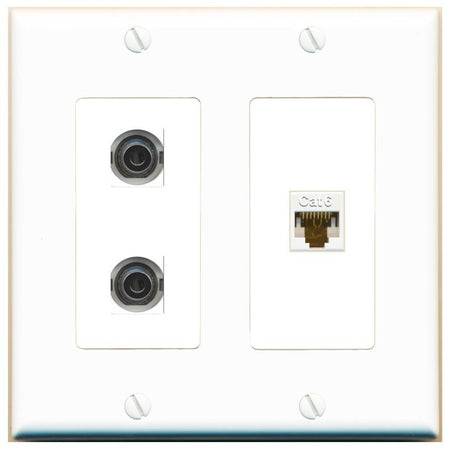 2 3.5mm CAT6 Wall Plate [White]