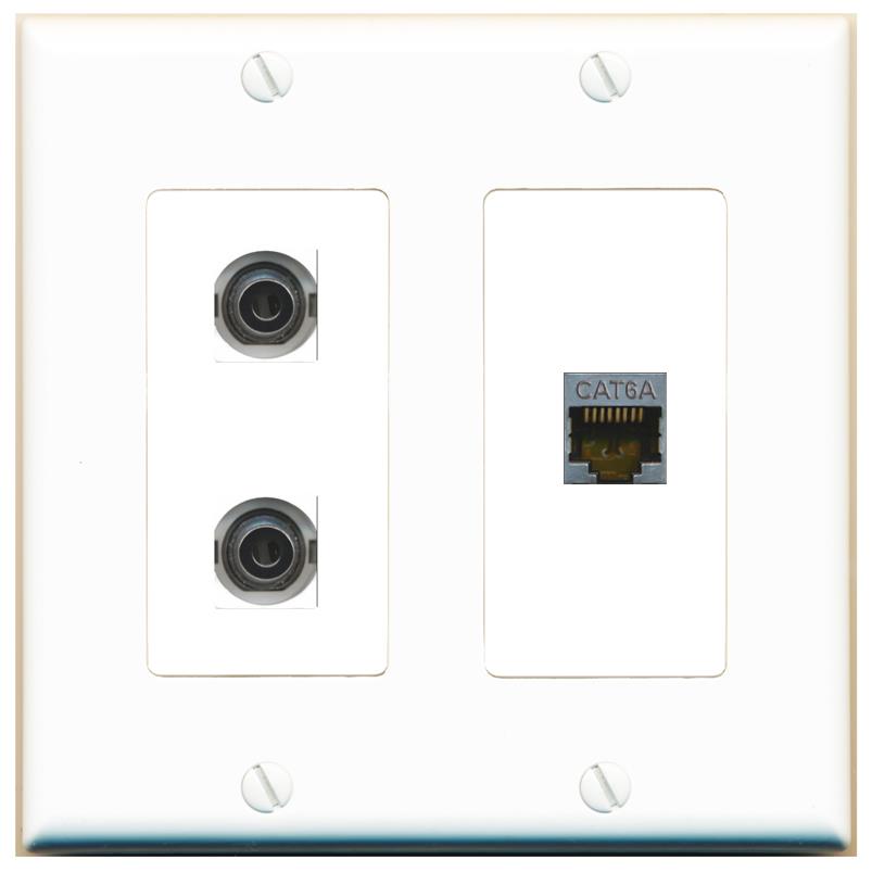 2 3.5mm CAT6A Wall Plate [White]