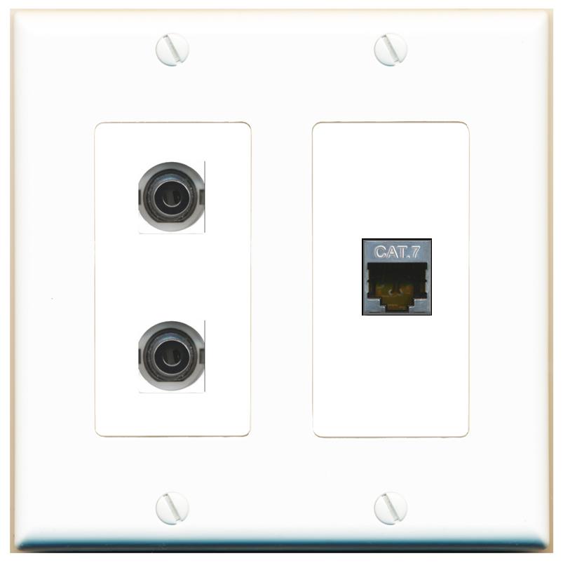 2 3.5mm CAT7 Wall Plate [White]