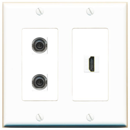 2 3.5mm HDMI Wall Plate [White]