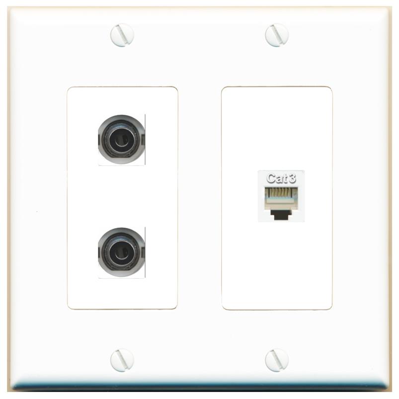 2 3.5mm PHONE Wall Plate [White]