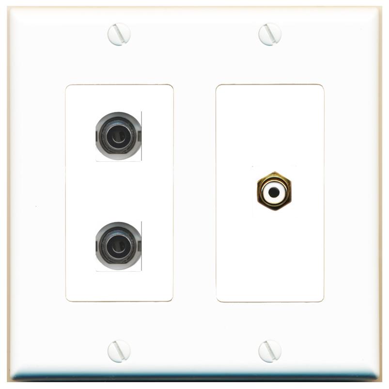2 3.5mm RCA-WHITE Wall Plate [White]