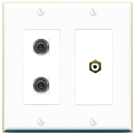 2 3.5mm RCA-WHITE Wall Plate [White]