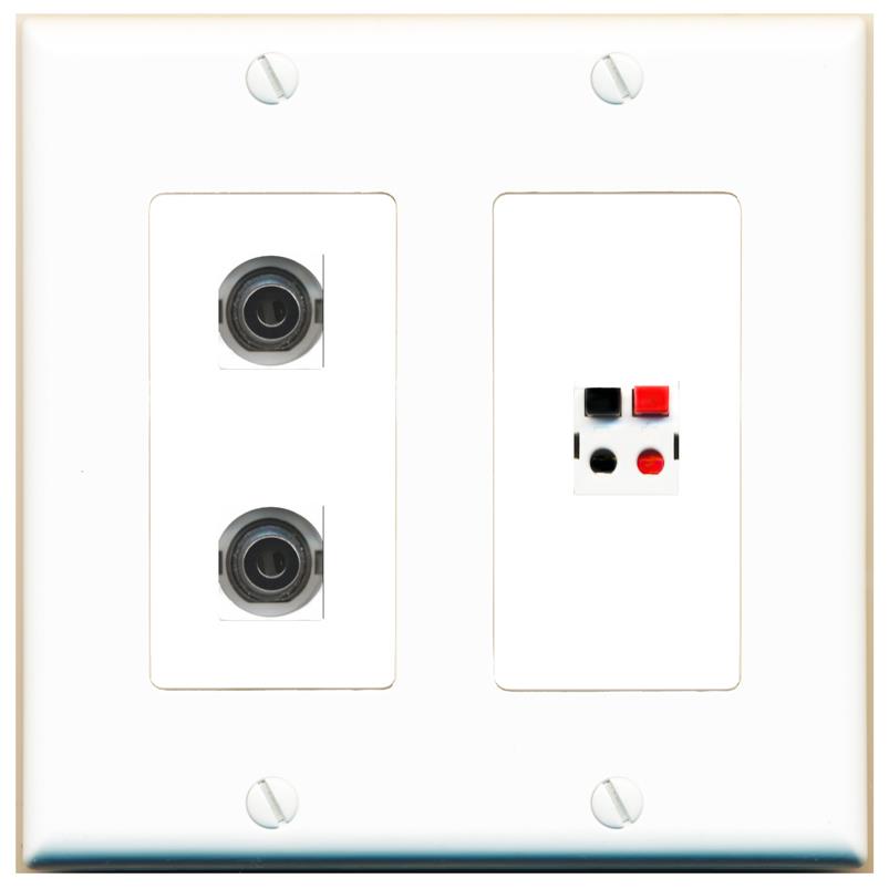 2 3.5mm SPEAKER Wall Plate [White]