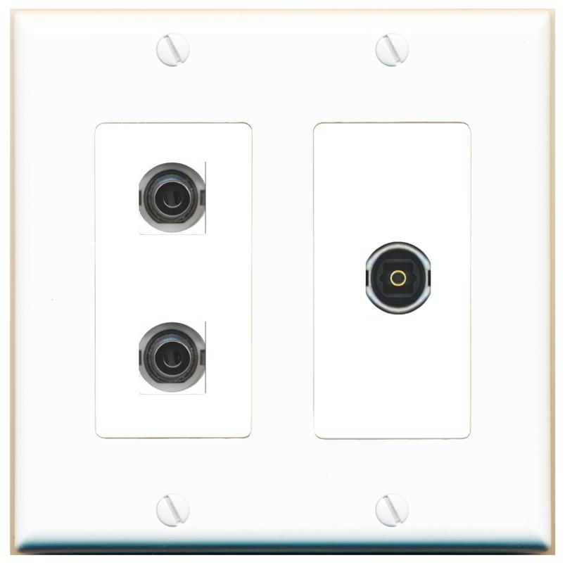 2 3.5mm TOSLINK Wall Plate [White]
