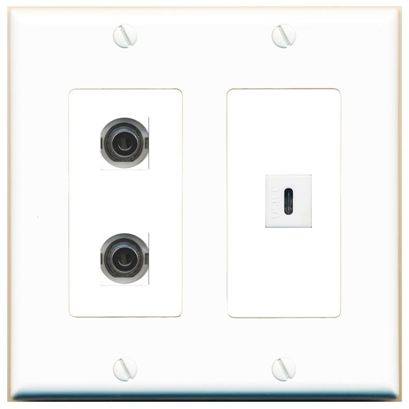 2 3.5mm USBC Wall Plate [White]