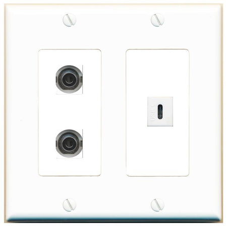 2 3.5mm USBC Wall Plate [White]